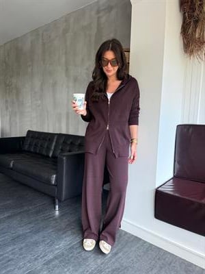 Oysh Model , Çift Fermuarlı , Bordo Triko Takım