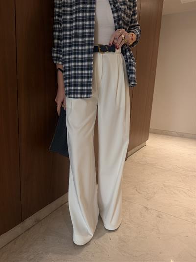 Yumuşacık Dokulu , Ekru Palazzo Pantolon