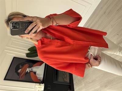 Tiril Dokuda , Turuncu , Yarasa Kol , Premium Kalite Gömlek