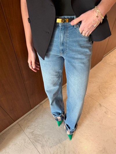 Orijinal Marka , Paçası Ekoseli , Jean Pantolon