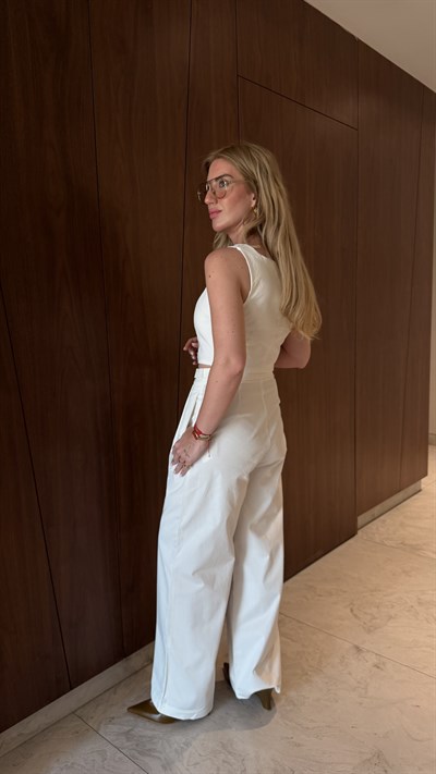 Orijinal Model , Gold Kilit Aksesuarlı , Ekru Yelek & Pantolon Takım