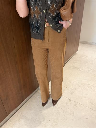 Premium , Camel , Süet Palazzo Pantolon