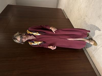 Kemerli , Tencel Modal , Bordo , Gömlek Elbise