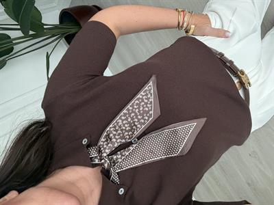 Özel İplik , Polo Yaka , Fularlı , Acıkahve Triko