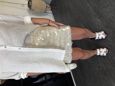 İçi Şortlu , Ekru Payetli Etek