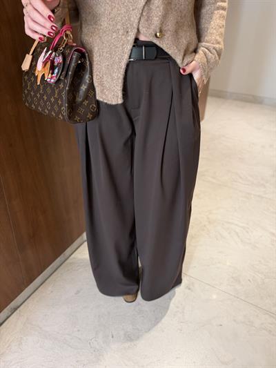 Kemerli Acı Kahve Palazzo Pantalon