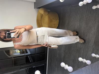 Orijinal Marka %100 Keten Bej Palazzo Pantolon