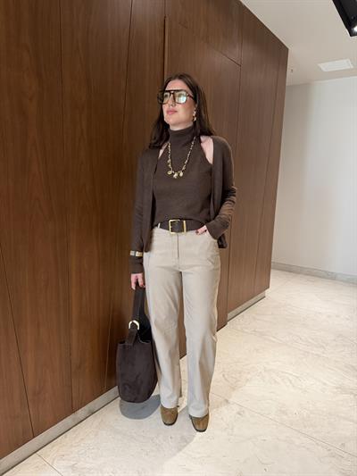 Premium , Taş , Süet Palazzo Pantolon