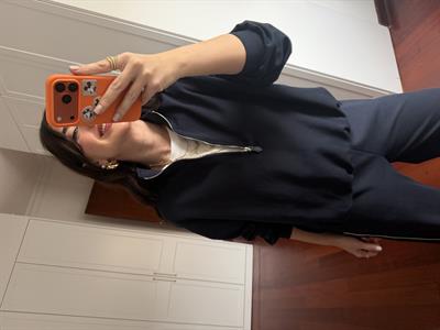 Beyaz t-shirt detaylı, lacivert premium takım