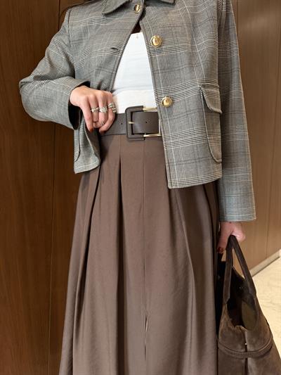 Orijinal Marka , Kemerli , Tok Tencel , Acı Kahve Etek