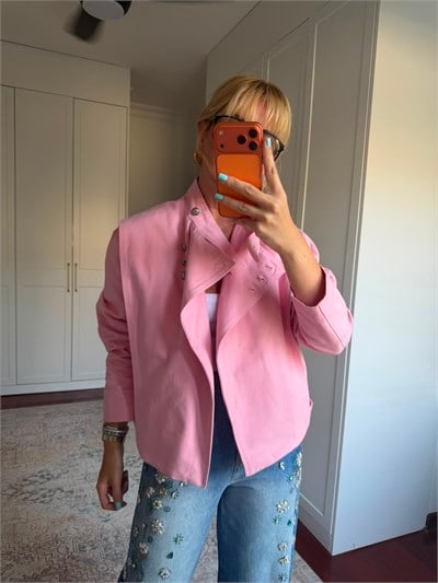 Orijinal Model , Pembe Gabardin Ceket