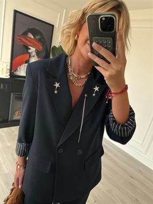 Yıldız Broşlu Lacivert Premium Takım