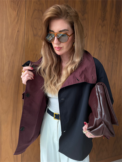 İçi Ekose Astarlı , Çift Taraflı , Lacivert Trençkot