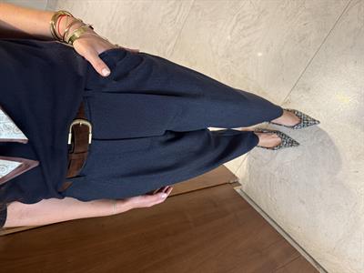 Süet Kemerli , Lacivert , Likralı Havuç Pantolon