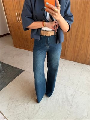Süet Kemerli , Likralı Blue Jean