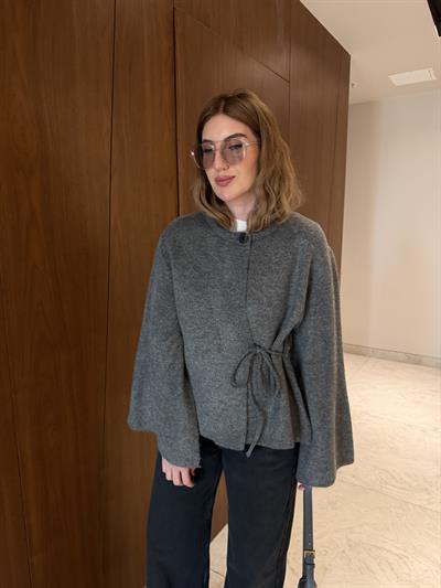 Orijinal Model , Gri , Yarasa Kol , Premium Triko Ceket