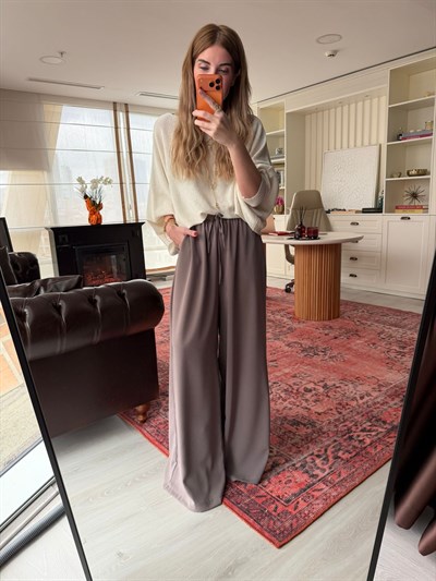 Beli Büzgü Lastikli , Vizon , Tiril Palazzo