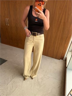 Bej, Yumuşacık Tencel Jean Pantolon