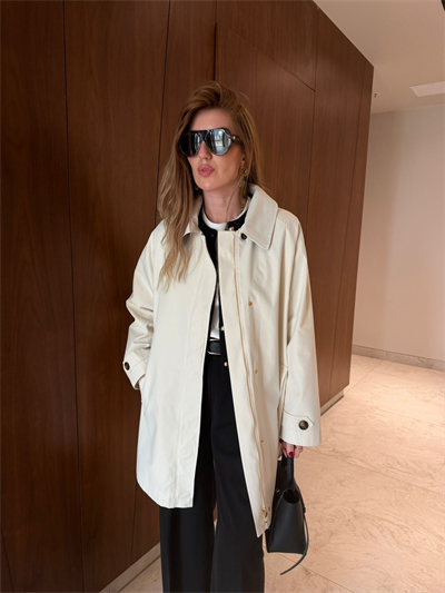 Yakası Ekoseli , Premium Taş Trençkot