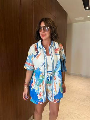 Mavi Desenli , Şort & Gömlek Takım