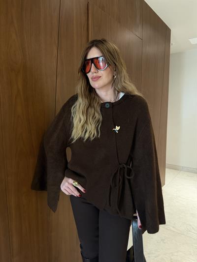 Orijinal Model , Acıkahve , Yarasa Kol , Premium Triko Ceket
