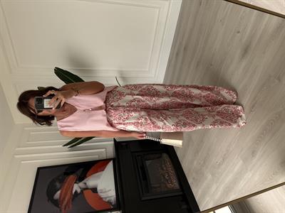 Pembe Desenli Tiril Palazzo Pantolon