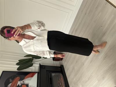 Dilvin Beli Kuşaklı, Likralı Siyah Premium Kalem Etek