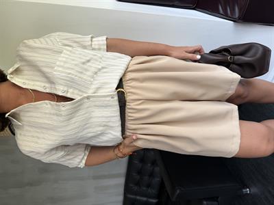 Beli Lastikli , Likralı , Kemerli , Bej Şort