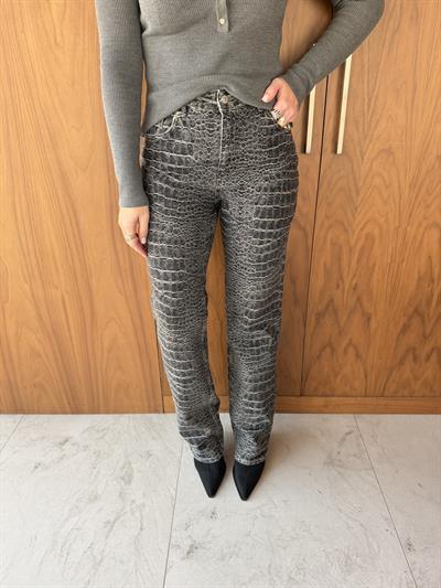 Gri Crocodile Desenli , Jean Pantolon