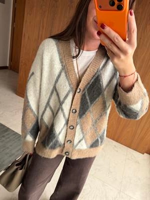 Baklava Desenli , Yumuşacık , Bej , Dilvin Triko Hırka