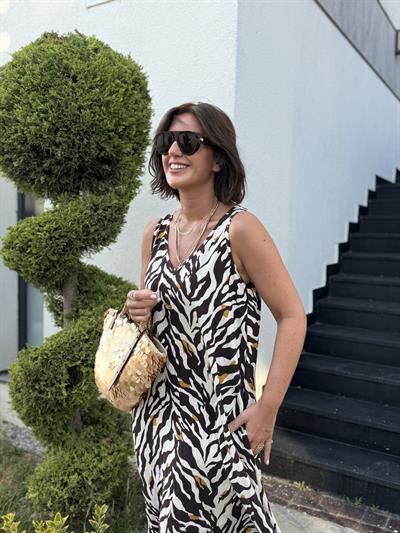 Zebra Desenli , Tiril Elbise