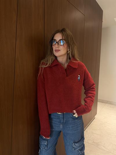 Orijinal Model , Polo Yaka , Ördek İşlemeli , Yumuşacık , Kırmzı Triko