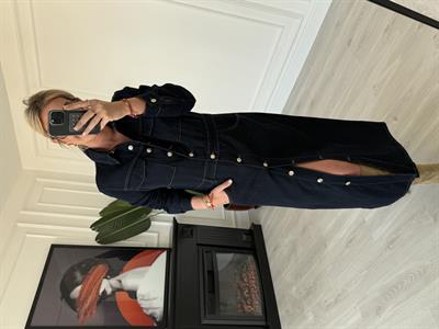 Premium Tencel Jean, Kuşaklı Gömlek Elbise