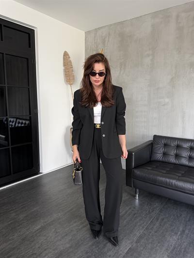 Özel Dokulu , Siyah Palazzo Pantolon