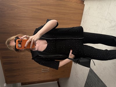 Siyah , Taş Detaylı , Üçlü Modal Takım