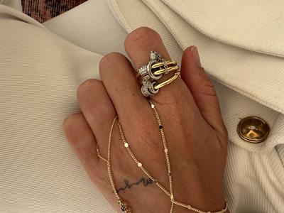 Zirkon Taş Detaylı , 3 lü Gold Yüzük