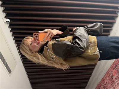 Orijinal Model Pul Payet İşlemeli Deri Mix Ceket