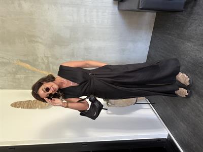 Premium Seri İthal Keten Siyah Tulum