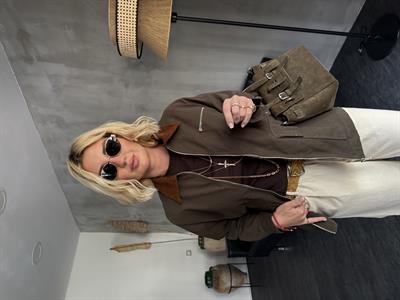 Taba Kadife Yaka , Haki , Gabardin Ceket