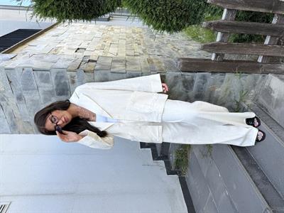 %100 Keten , Bej , Ceket & Pantolon Takım