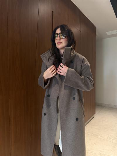 Premium Kalite , Dik Yaka , Kahverengi Palto