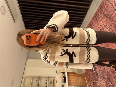 Orijinal Model , Kahve Desenli , Fermuarlı Polar Mont