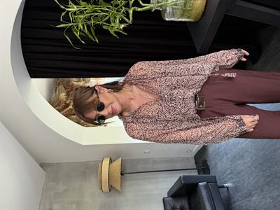 Orijinal Model , Kahverengi Desenli , Şifon Bluz