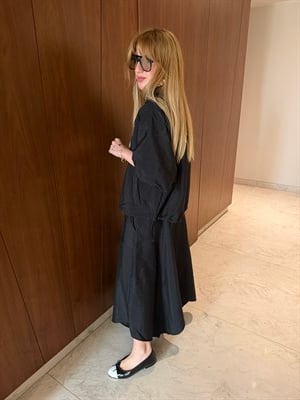 Siyah Orijinal Model, Çift Kemerli Premium Teknik Kumaş Etek Ceket Takım