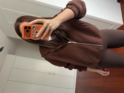 Taş Çakımlı , Parıltılı , Acı Kahve Sweatshirt