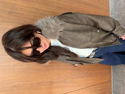 Orijinal Model , Yakası Çıkabilir Kürklü , Kahve Deri Mont