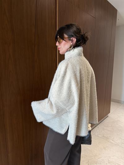 Peluş Dokulu , Bej Kaşe Kaban