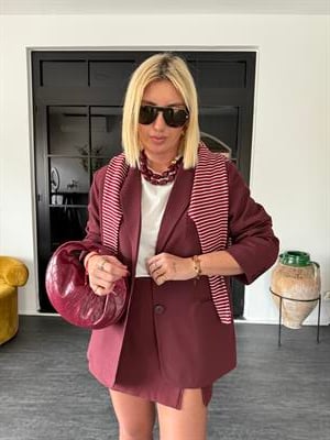 STD Beden , Bordo Renk , Premium Blazer Ceket