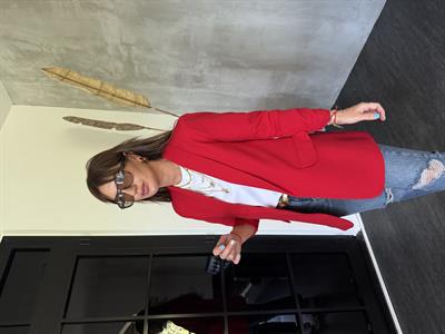 Orijinal Model , Kolu Büzgülü , Likralı , Kırmızı Blazer Ceket