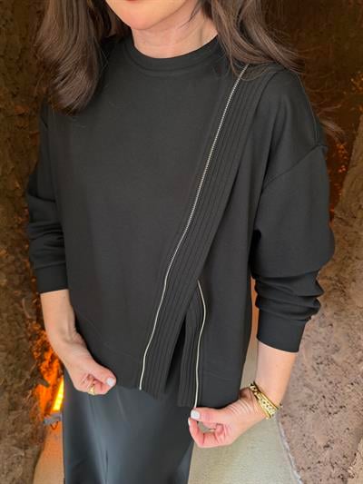 Orijinal Model , Fermuar Detaylı , Siyah Tasarım Sweat